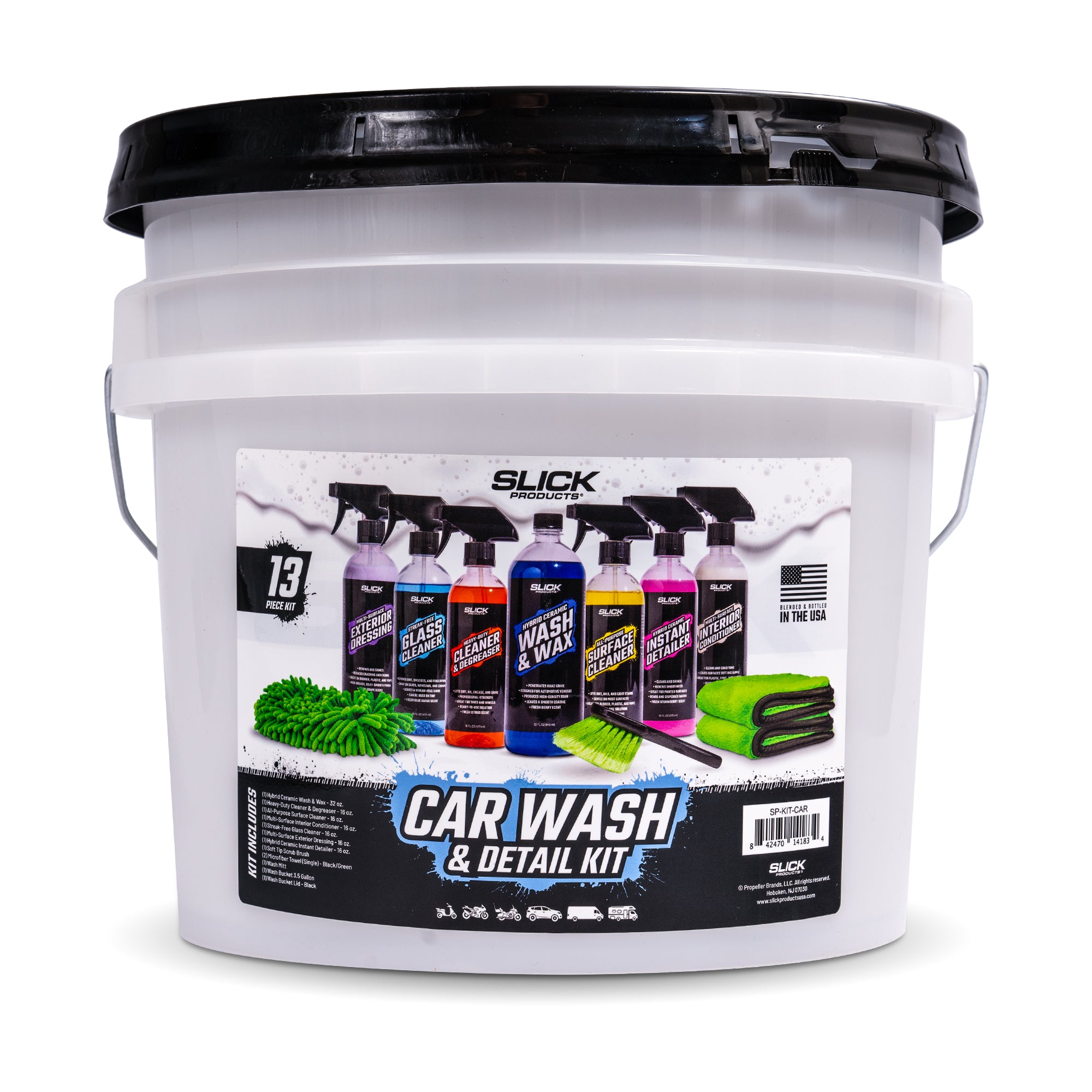 Car Wash Care Kit| Best Car Cleaning Kit|5 Piece Car Wash Supplies  |All-In-One Car Detailing Kit |Car Wash, Wax and Quick Detailer|(5 Items)