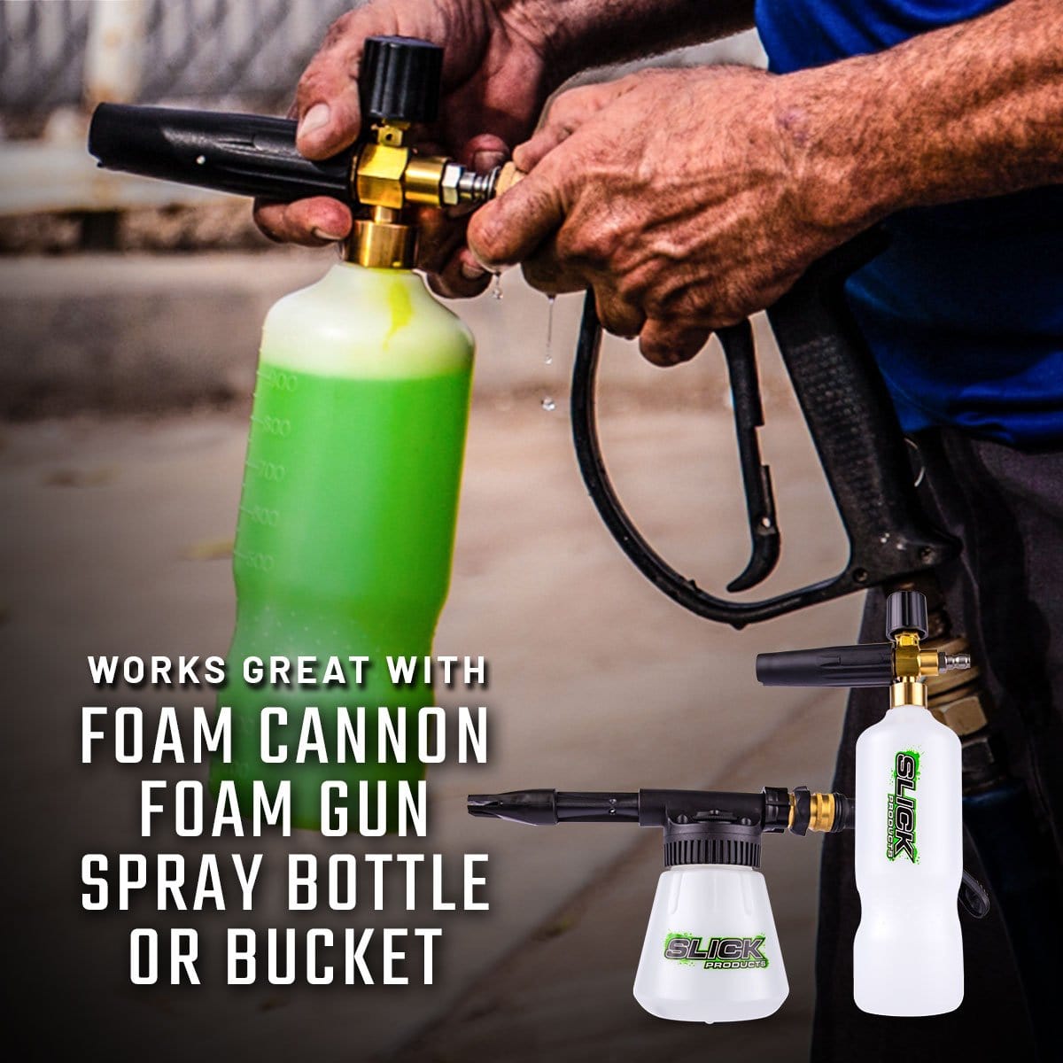 Slick Products Pressure Washer Foam Cannon, Scrub Brush, and Off-Road Wash  Super Concentrated Extra-Thick Soap Removes Heavy Dirt and Mud From Dirt